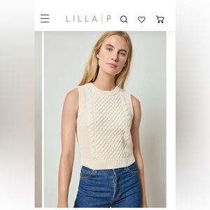 Lilla P Ivory Cable tank sweater L